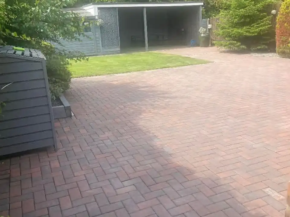 After back garden block paving clean