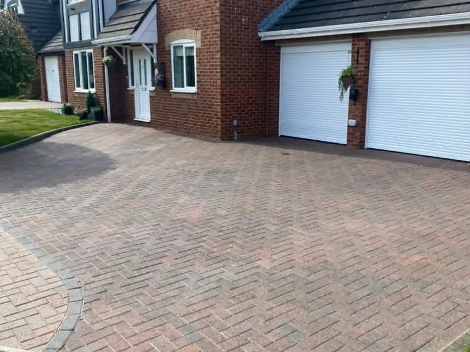After double garage block paving driveway clean