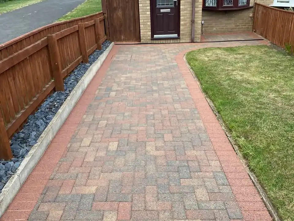 After block paving entrance driveway clean