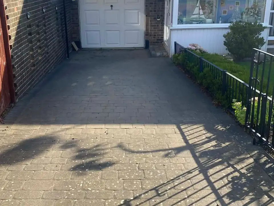 Before narrow block paving driveway clean