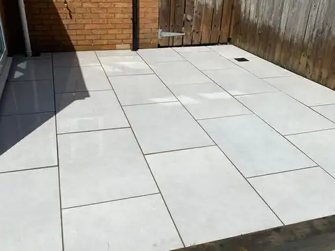 Patio cleaning in Cramlington, porcelain paving washed down