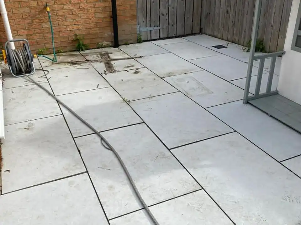Before porcelain patio clean