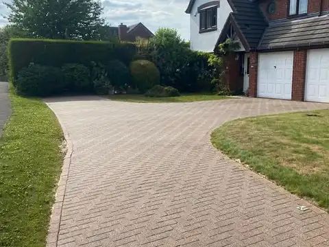 Driveway cleaning in Cramlington, block paving washed, treated and re-sanded