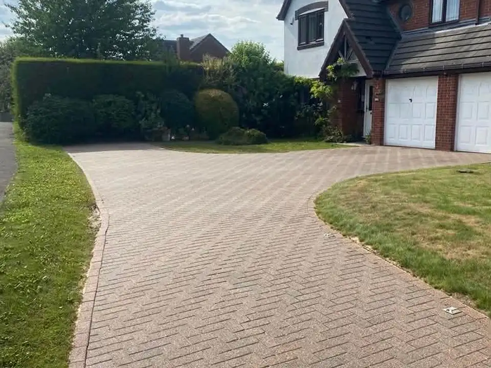 Driveway cleaning in Cramlington, block paving washed, treated and re-sanded