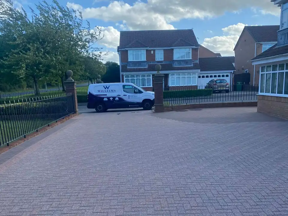 After wide block paving driveway clean