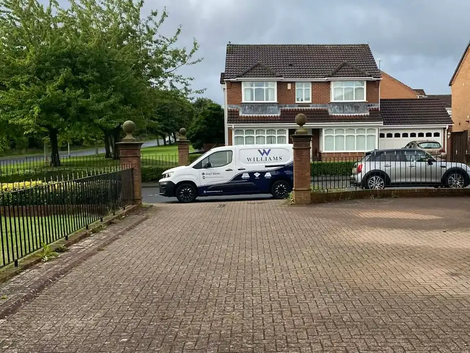 Before wide block paving driveway clean